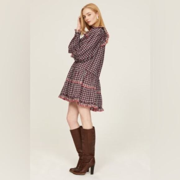 Ulla Johnson Plaid Long Sleeve Mini Dress Size 2 New Retails $425 - Picture 3 of 12